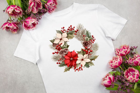 Christmas Holiday Wreath Clipart Bundle Sublimation Regulrcrative 