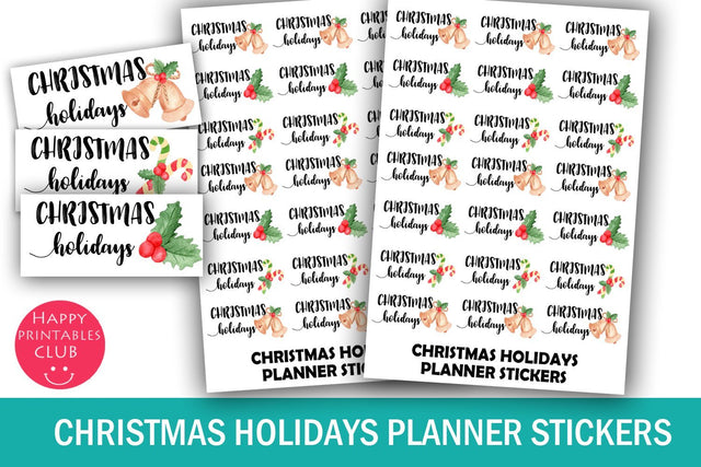 Christmas Holidays Planner Stickers- Christmas Stickers Cute SVG Happy Printables Club 