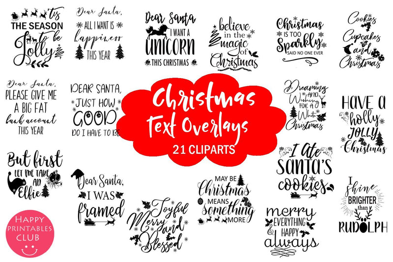 Christmas Holidays Text Overlays Clipart-Christmas Overlays SVG Happy Printables Club 
