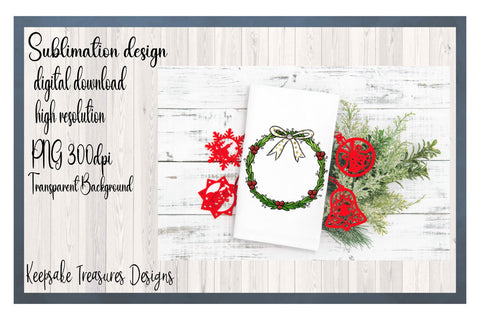 Christmas Holly Berry Wreath, Hand Drawn, Sublimation Design Sublimation Keepsake Treasures Designs LLC. 