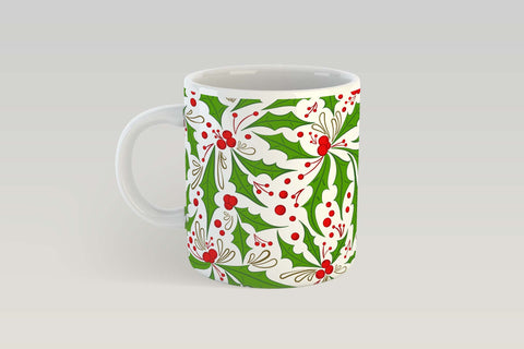 Christmas Holly Mug Wrap Sublimation, Holly Berry Mug Wrap Sublimation. Sublimation Elinorka 