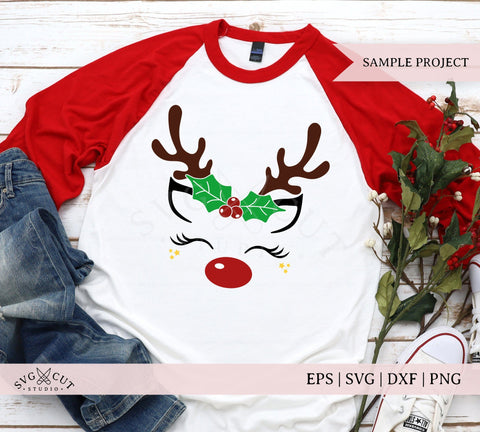 Christmas Holly Reindeer SVG files SVG SVG Cut Studio 