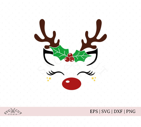 Christmas Holly Reindeer SVG files SVG SVG Cut Studio 