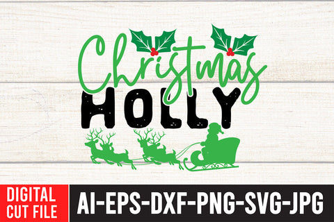 Christmas Holly SVG Cut File SVG BlackCatsMedia 