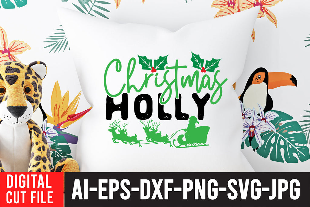 Christmas Holly SVG Cut File - So Fontsy