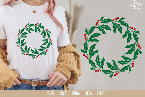 Christmas Holly SVG, Holly PNG Circle Frame. SVG Elinorka 