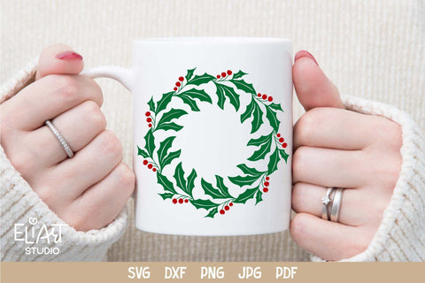 Christmas Holly SVG, Holly PNG Circle Frame. SVG Elinorka 