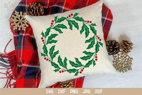 Christmas Holly SVG, Holly PNG Circle Frame. SVG Elinorka 