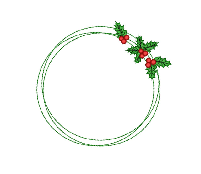 Christmas Holly Wreath Embroidery Design, 4 sizes, Instant Download Embroidery/Applique DESIGNS Nino Nadaraia 