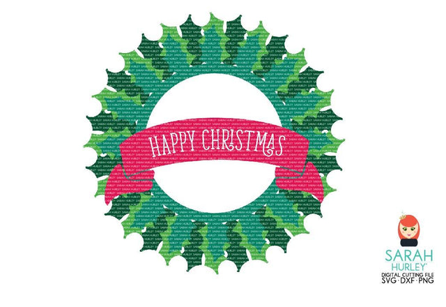 Christmas Holly Wreath SVG Sarah Hurley 