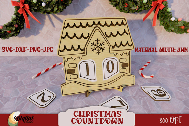Christmas Home Decor Laser Cut. 3D Countdown Laser Cut. SVG Evgenyia Guschina 