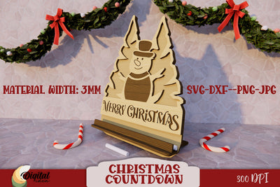 Christmas Home Decor Laser Cut. 3D Countdown Laser Cut. SVG Evgenyia Guschina 