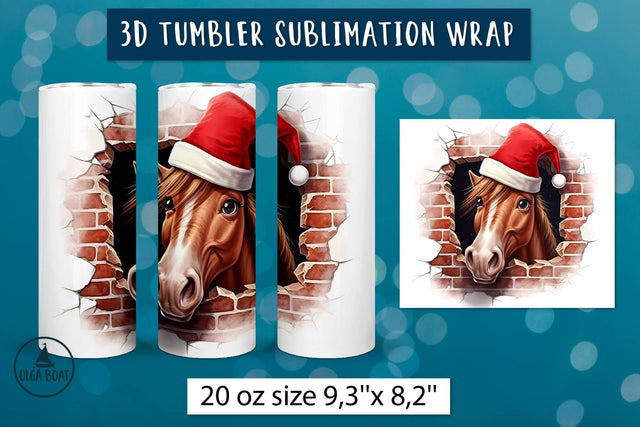 Christmas horse sublimation | 3d horse tumbler wrap Sublimation Olga Boat Design 