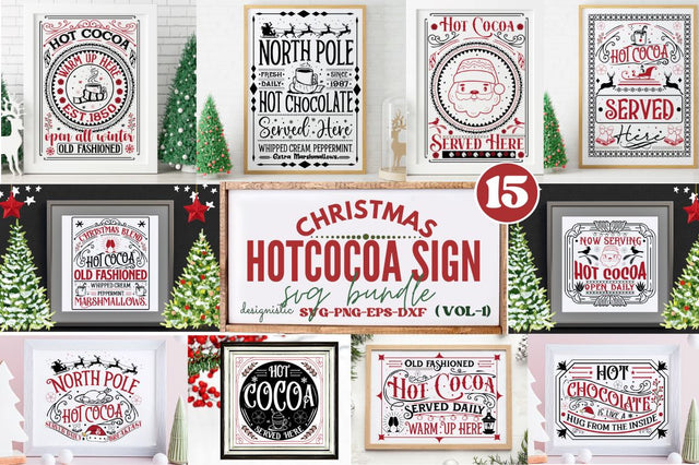 Christmas Hot Cocoa Sign SVG Bundle, Christmas Hot Cocoa Sign Bundle SVG DESIGNISTIC 