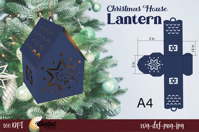 Christmas House Paper Lantern. Papercut House. Candle Holder 3D Paper Evgenyia Guschina 