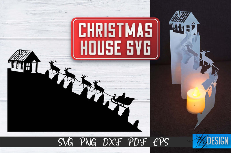 Christmas House SVG | Christmas Design SVG Fly Design 