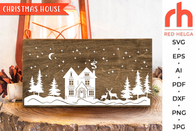 Christmas House SVG - Winter Cottage Cut File SVG RedHelgaArt 