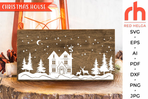 Christmas House SVG - Winter Cottage Cut File SVG RedHelgaArt 