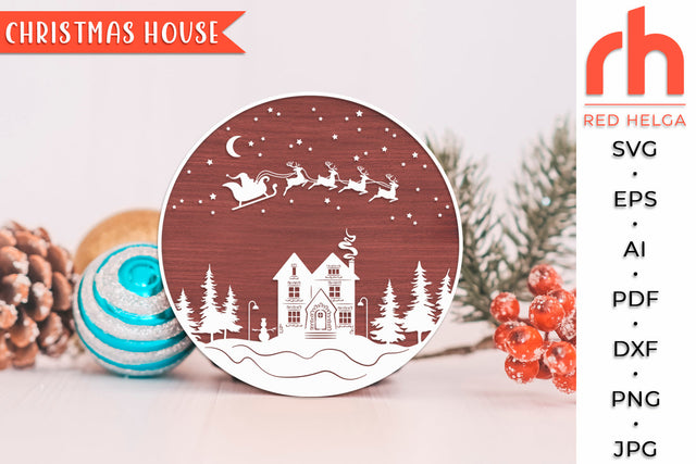 Christmas House SVG - Xmas Sign Cut File SVG RedHelgaArt 