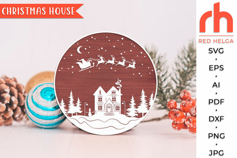 Christmas House SVG - Xmas Sign Cut File SVG RedHelgaArt 