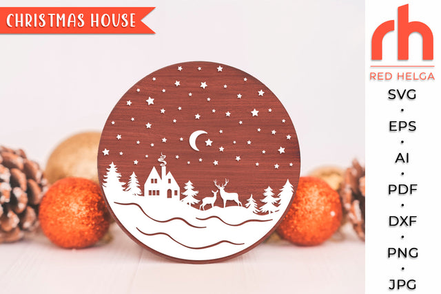 Christmas House SVG - Xmas Sign Cut File SVG RedHelgaArt 