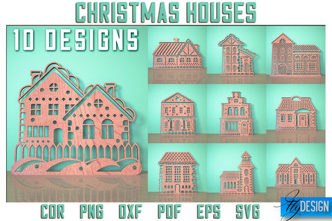 Christmas Houses SVG Design | Christmas Decoration SVG | Gift Design SVG SVG Fly Design 