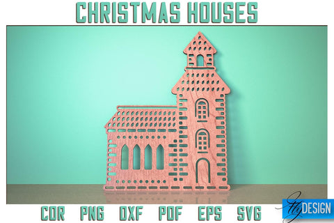 Christmas Houses SVG Design | Christmas Decoration SVG | Gift Design SVG SVG Fly Design 