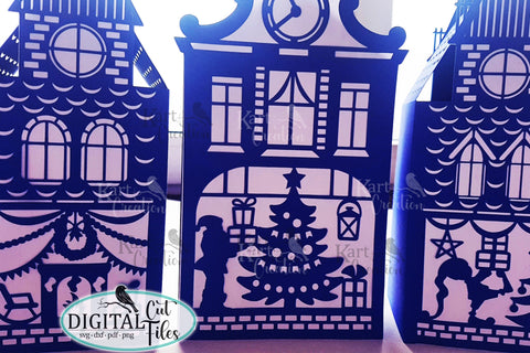 Christmas houses village bundle with Santa svg cut out files SVG kartcreationii 