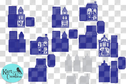 Christmas houses village bundle with Santa svg cut out files SVG kartcreationii 