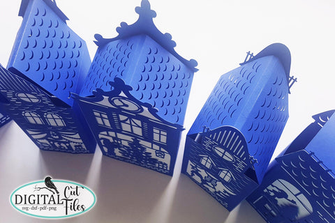 Christmas houses village bundle with Santa svg cut out files SVG kartcreationii 