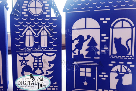 Christmas houses village bundle with Santa svg cut out files SVG kartcreationii 