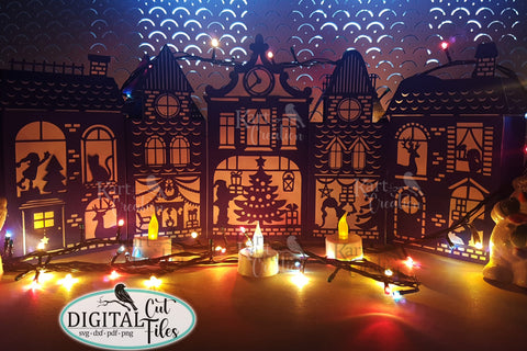 Christmas houses village bundle with Santa svg cut out files SVG kartcreationii 