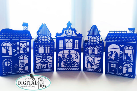 Christmas houses village bundle with Santa svg cut out files SVG kartcreationii 