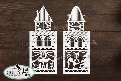 Christmas houses village bundle with Santa svg cut out files SVG kartcreationii 