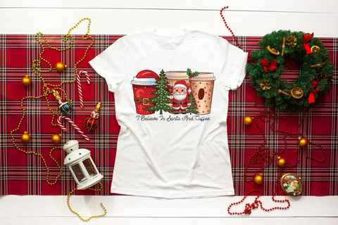 Christmas I Believe in Santa and Coffee PNG Sublimation CraftLabSVG 