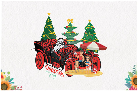 Christmas in July Santa Camping Car Sublimation Sublimation Jagonath Roy 