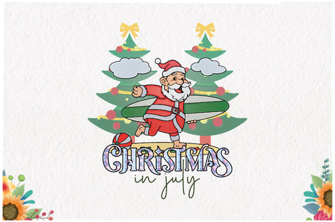 Christmas in July Santa Surfing Sublimation Sublimation Jagonath Roy 