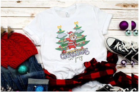Christmas in July Santa Surfing Sublimation Sublimation Jagonath Roy 