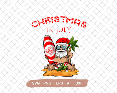 Christmas In July Summer Beach Svg, Summer Vibes Svg, Beach Vacation Svg, Svg File for Cricut, Ai, Png, Dxf. Eps SVG DiamondDesign 