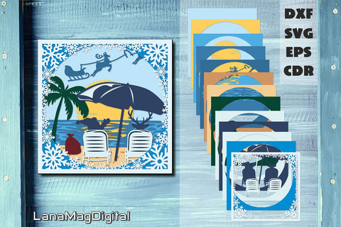 Christmas in july svg Santa on the beach svg Funny Christmas Layered christmas 3D Paper LanaMagDigital 