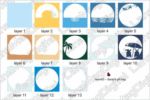 Christmas in july svg Santa on the beach svg Funny Christmas Layered christmas 3D Paper LanaMagDigital 