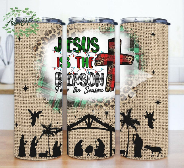 Christmas Jesus 20oz Tumbler Design, Jesus Is The Reason For The Season Tumbler Png, Christian Christmas Design Png, Nativity Scene Tumbler Wrap, Instant Download Sublimation AdriOP 