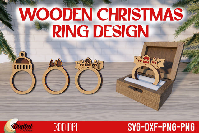 Christmas Jewelry SVG. Wooden Layered Ring Laser Cut. SVG Evgenyia Guschina 