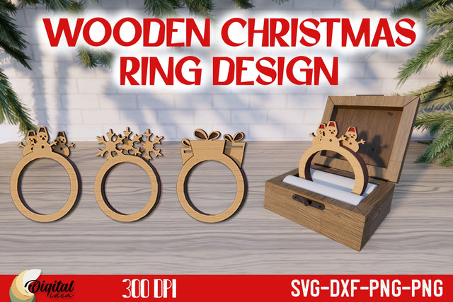 Christmas Jewelry SVG. Wooden Layered Ring Laser Cut. SVG Evgenyia Guschina 