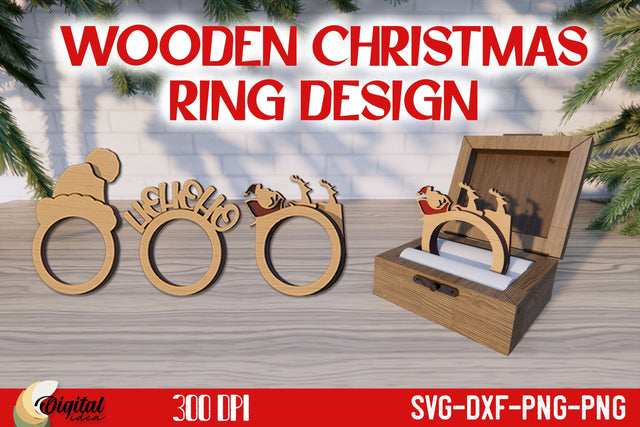Christmas Jewelry SVG. Wooden Layered Ring Laser Cut. SVG Evgenyia Guschina 