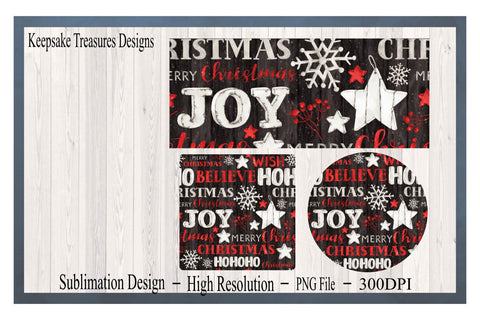 Christmas Joy, 11oz Mug Wrap, Coaster Template, Sublimation PNG Sublimation Keepsake Treasures Designs LLC. 