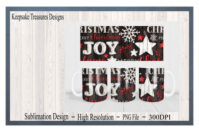 Christmas Joy, 11oz Mug Wrap, Coaster Template, Sublimation PNG Sublimation Keepsake Treasures Designs LLC. 