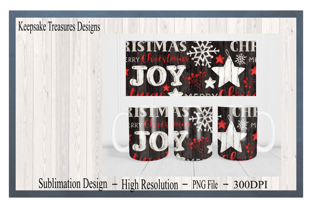 Christmas Joy, 11oz Mug Wrap, Coaster Template, Sublimation PNG Sublimation Keepsake Treasures Designs LLC. 