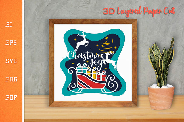 Christmas Joy - 3D Layered Paper Cut SVG 5 SVG Slim Studio 