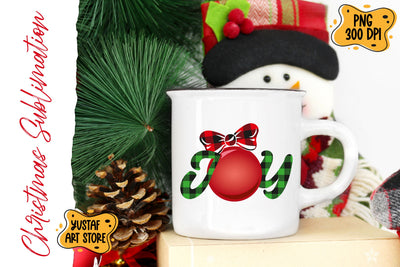 Christmas "Joy" buffalo plaid design with Christmas Ball Sublimation Yustaf Art Store 